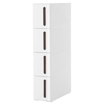   Műanyag konyhai fiókos rendszerező 4 fiókkal, fehér, barna 45x17x84cm