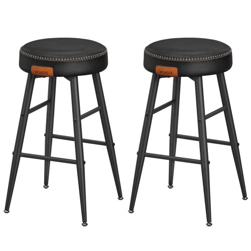 ECHO Bárszék 2 db, varrott műbőr borítás, 63 cm magas, fekete