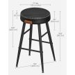 ECHO Bárszék 2 db, varrott műbőr borítás, 63 cm magas, fekete