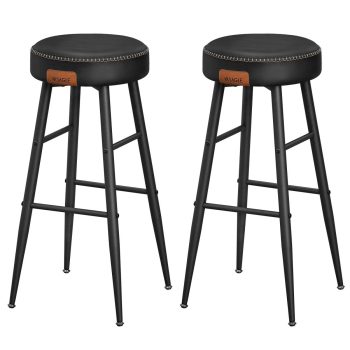   ECHO Bárszék 2 db, varrott műbőr borítás, fekete, 76 cm magas