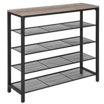   Cipőtároló polc 4 fém hálós polccal, greige 100x30x92cm