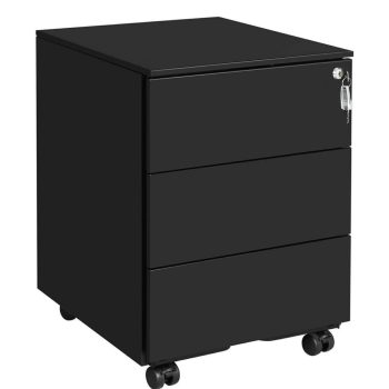   Irodai fiókos irattároló szekrény, gurulós, 3 fiókkal, fekete 55x45x39cm